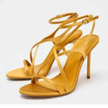 Yellow Narrow Band Shallow Design Brand Sandals Women