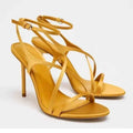 Yellow Narrow Band Shallow Design Brand Sandals Women