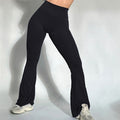Yoga Rear Wrinkle Slim Fit Bell-bottom Pants - L / Black - Other