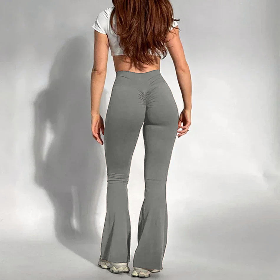 Yoga Rear Wrinkle Slim Fit Bell-bottom Pants - Other