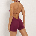 Yoga Set Backless One-Piece Suit Workout Jumpsuit Women Short Gym Rompers - purple / M / CHINA