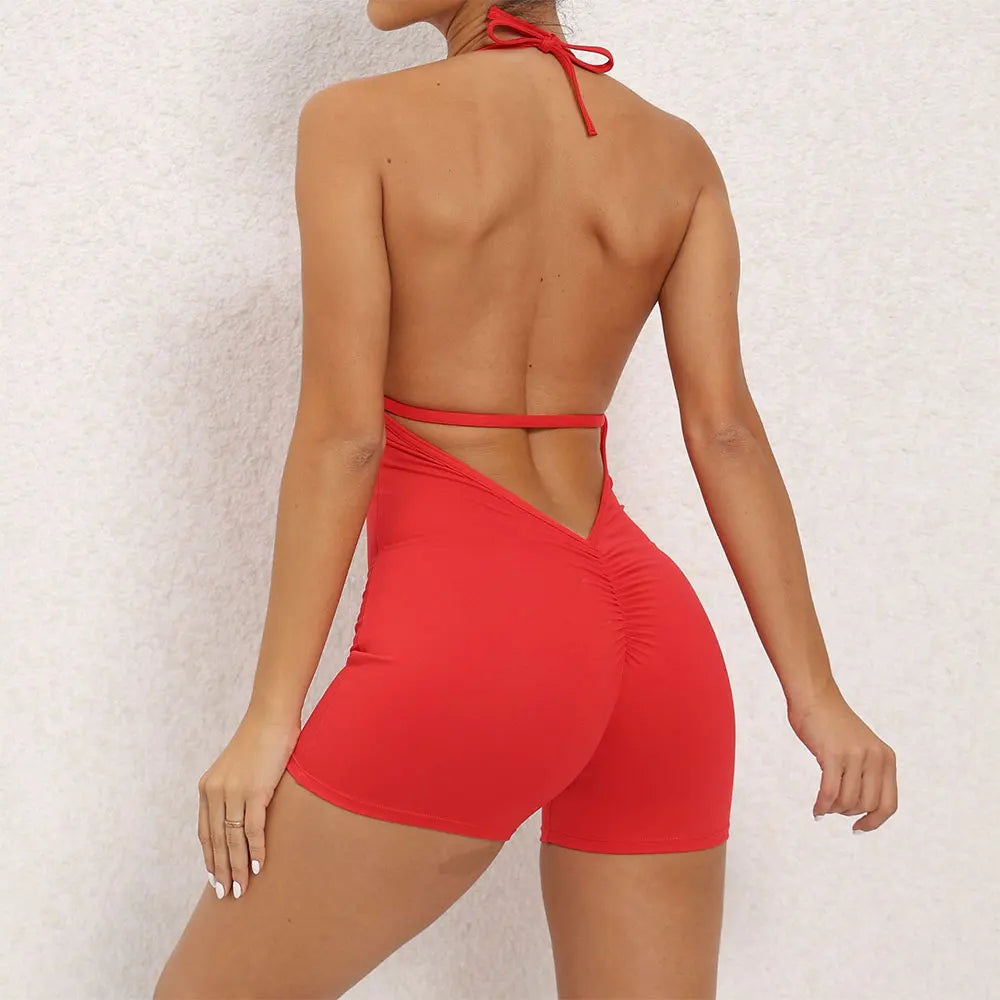 Yoga Set Backless One-Piece Suit Workout Jumpsuit Women Short Gym Rompers