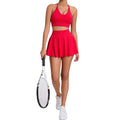 Yoga Set Casual Outdoor Bra Tennis Short Skirt - red / L / CHINA