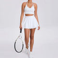 Yoga Set Casual Outdoor Bra Tennis Short Skirt - White / L / CHINA
