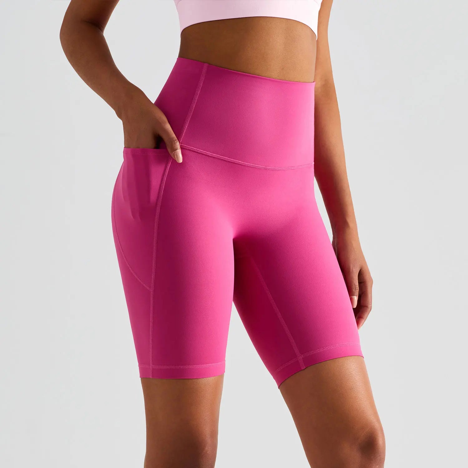 Yoga Shorts Leggings Women - QDK117-Pink lychee / XL