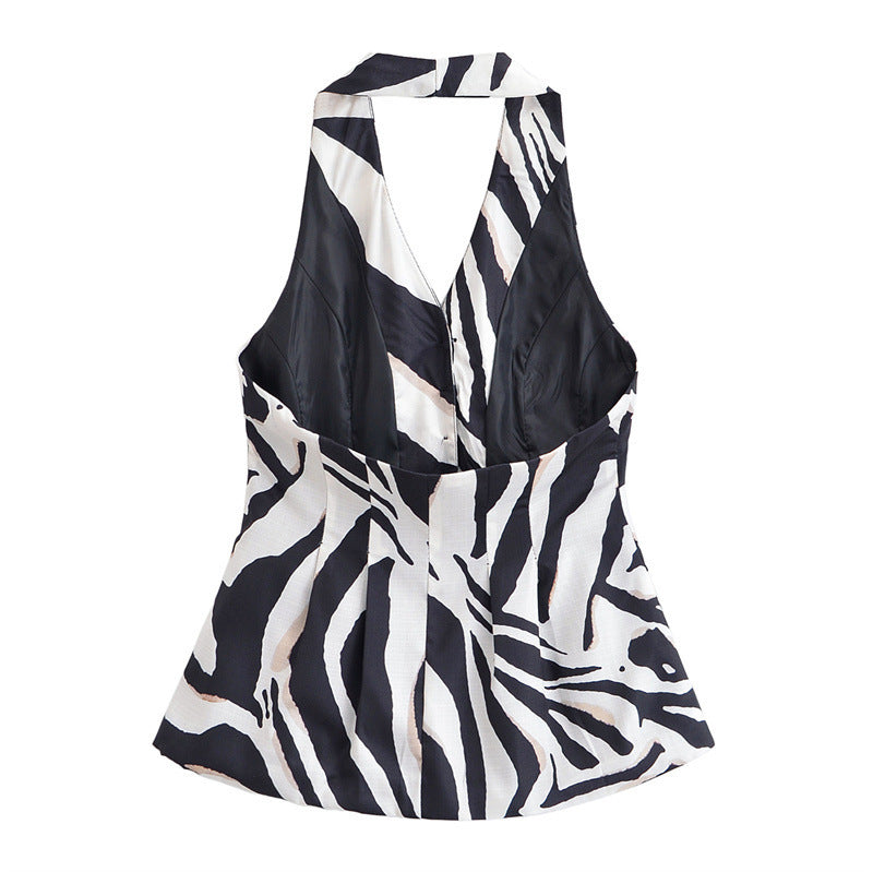 Zebra Pattern Blended Vest Casual Pants - Other