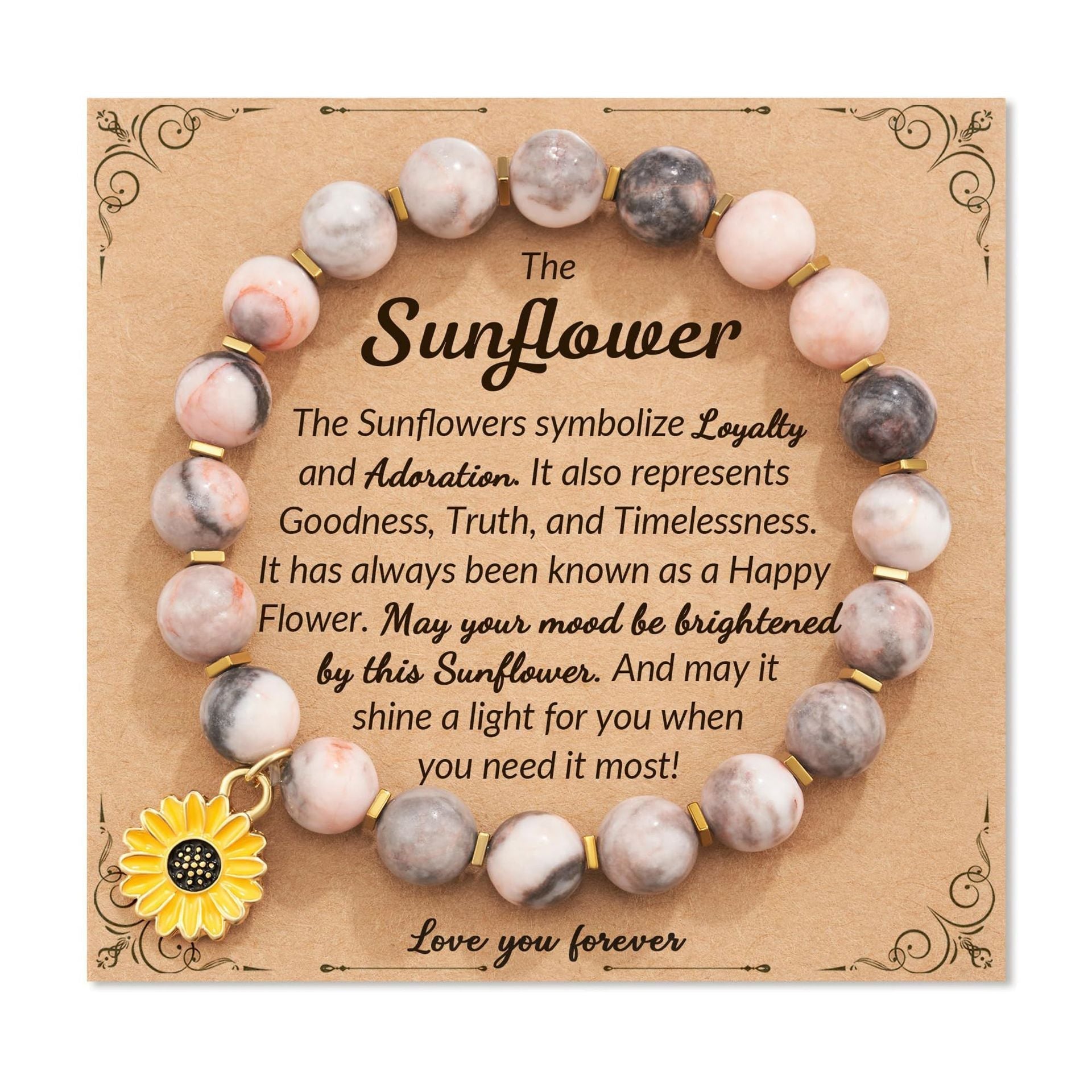 Zebra Sunflower Bracelet Natural Stone - electronic accessories