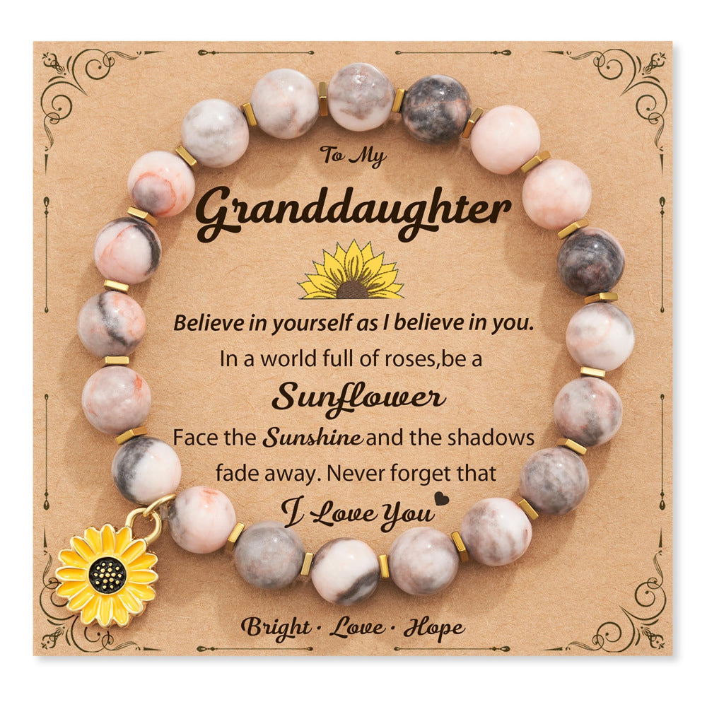 Zebra Sunflower Bracelet Natural Stone - GranddaughterGifts - electronic accessories